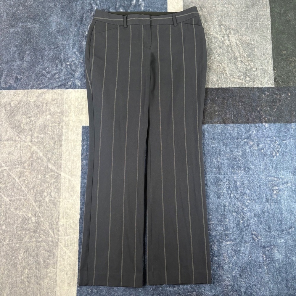 Express Editor Barely Boot Low Rise Pinstripe Dress Pants Navy Blue Size 8R